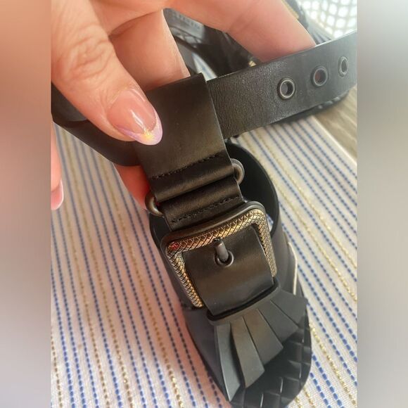 Bottega veneta high black sandals with buckle and fringes size 36 - Picture 9 of 15